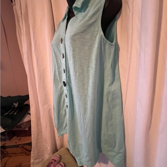 Soft Surroundings Mint Green Sleeveless Collared Button Down Lightweight Blouse - Picture 1 of 9